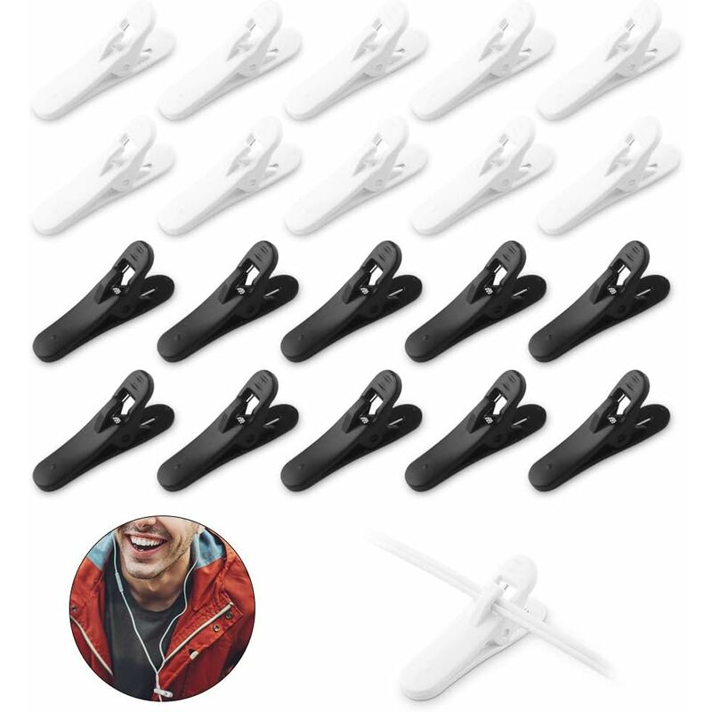 Clips Fils pour Casque Clips pour Fils d'Écouteur 20 Pcs Clips pour Fils de Casque en Plastique Pinces pour Câble d'Écouteur Clips de Câble de Casque