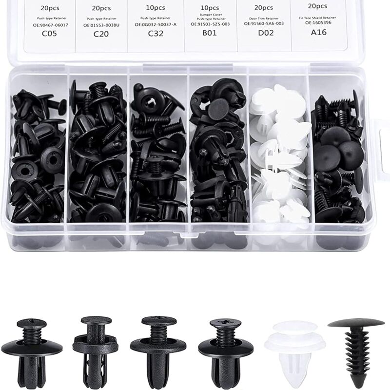Clips Garniture Intérieure Rivet Clips Plastique Rivet Plastique Fixation Protection Clip Panneau Porte Boucle Boîte 100 Pièces 6 Types Boucle