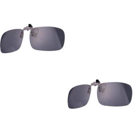 Clips Lunettes Vision Nocturne Relevables Blanc Miroir Grand Format, Lot de 2