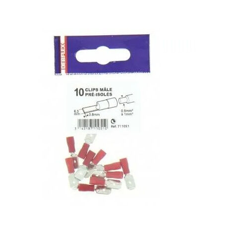 Clips macho rojos de 6,3 mm de diámetro - 10 piezas