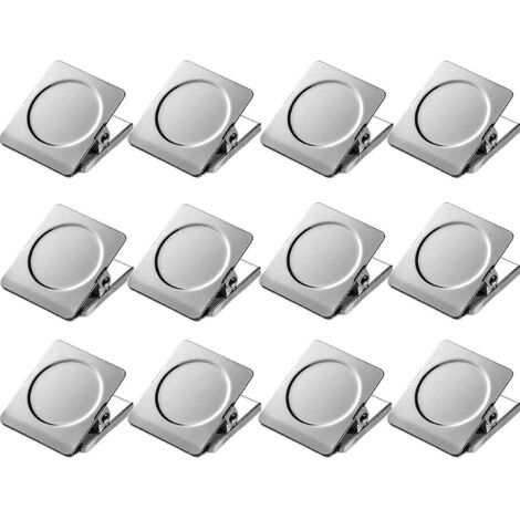 Clips Magnétiques - 12 Pièces - 31 mm - Acier Inoxydable - Pour Tableaux Métalliques Réfrigérateurs Bureau Cuisine - Lot