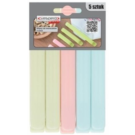 Clips para bolsas VESPERO - 5 piezas, cierre resistente, reutilizables