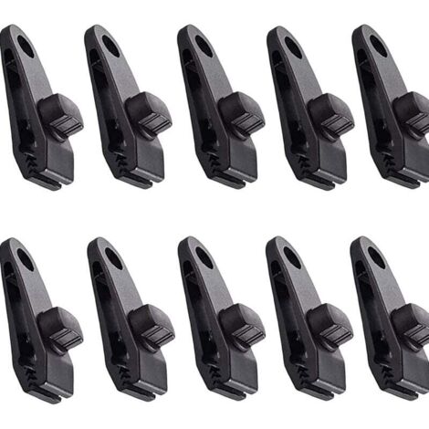 Clips para lona, 10 unidades, para tiendas de campaña, toldos, para actividades al aire libre, color negro.