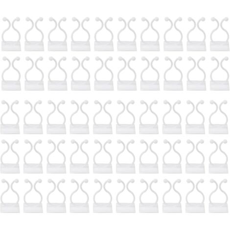 Clips para plantas trepadoras, 50 unidades. Sujetadores para plantas trepadoras, clips para pared, soportes para plantas trepadoras, clips autoadhesivos, para jardinería, color blanco.