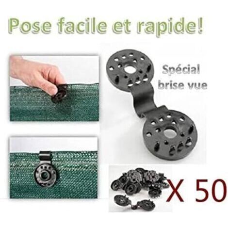 Clips Voiture, Clip spécial avec illet, Fixation Brise Vue occultant pour Toile de clture, Filet d'ombrage, Tissu Coupe-Vent, Attaches Filet exterieurcrochets, Pince Couture Clip (50)
