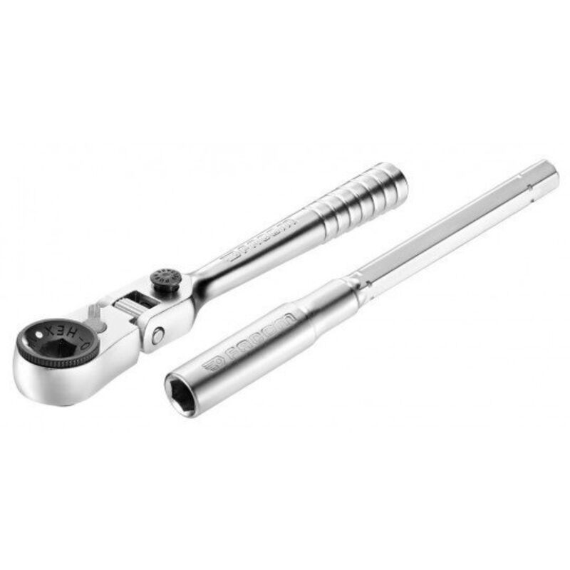 Cliquet 1/4' compact tête flexible 180° + rallonge 100mm - R.180PB - Ce produit de marque est neuf. - Facom