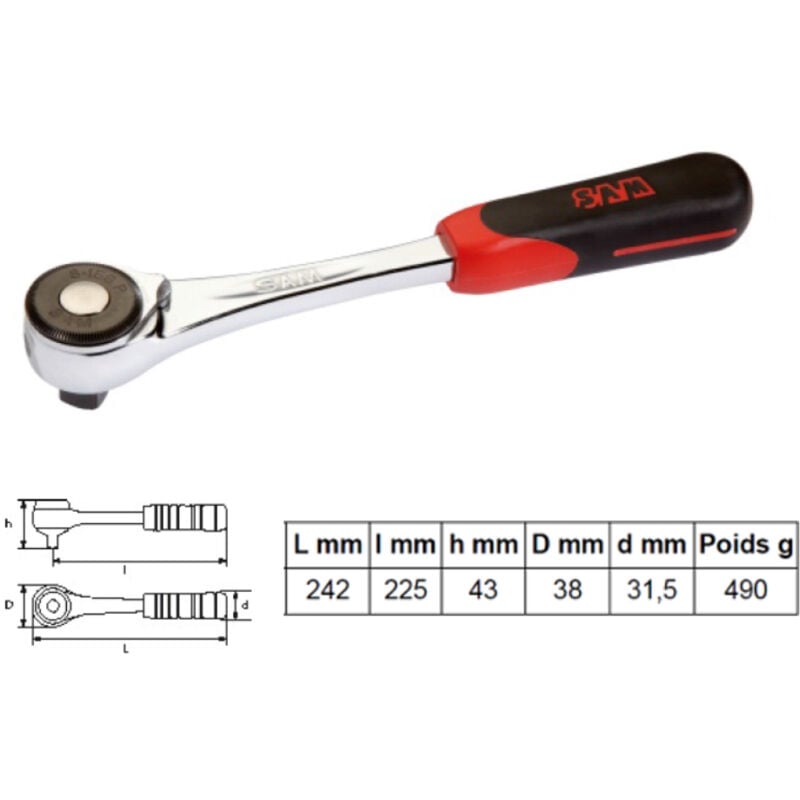 Sam Outillage - cliquet push 1/2' à inversion par levier -S158P