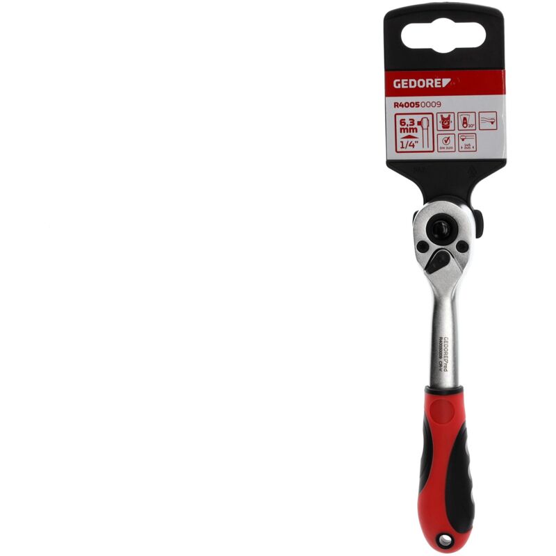 Gedore - R40050009 Cliquet réversible 1/4' coudé 2C 145 mm Angle de basculement arrière 10°