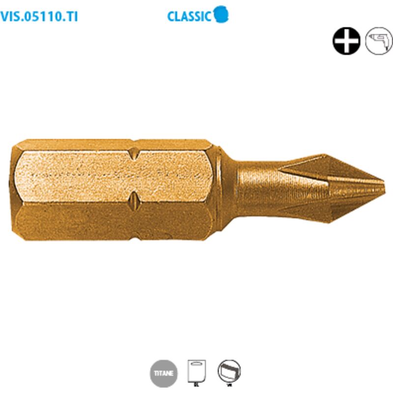 Punta per cacciavite a croce - Titanio - ph N.3 - 25 mm Leman 51103TI