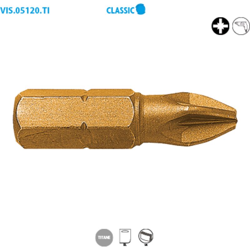 Inserti a bussola serie corta 1/4'' - POZIDRIV® TITANIO Classic PZ N°3 Lunghezza 25 Confezione da 15