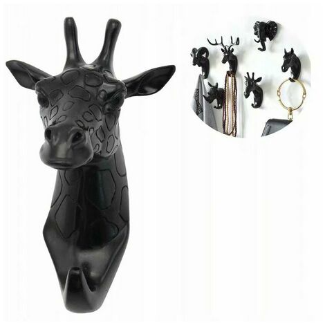 Cloakroom and cloakroom Towel holder wall hook Coat rack Animal Key Giraffe black