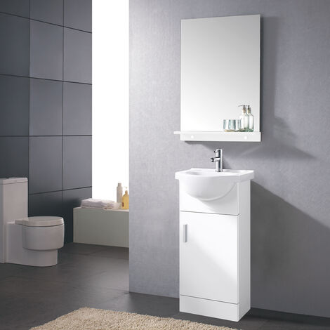 Cloakroom Basin Vanity Unit Sink Cabinet Bathroom Storage Furniture 450mm Gloss White