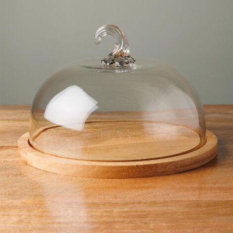 CHEHOMA Cloche à fromages verre sur plateau rond 29x20cm
