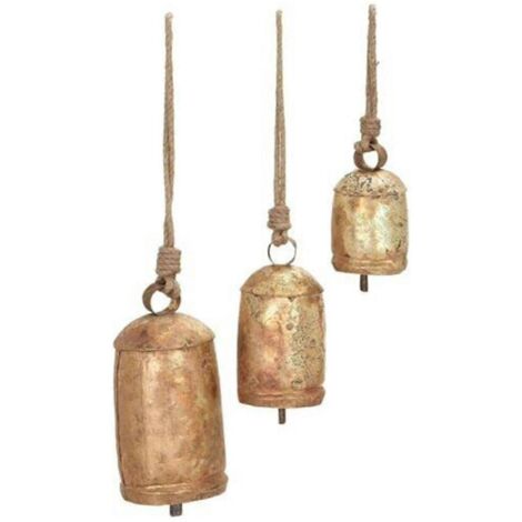Cloche à vache artisanale exquise avec cordon, style rustique shabby chic, en laiton, Qinghai