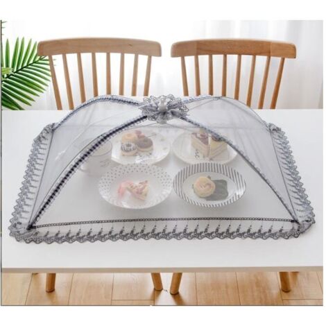 Cloche alimentaire en maille de qualité supérieure  - 50 x 70 cm - Réutilisable et pliable - Pour pique-nique, extérieur - Protège les aliments contre les mouches, les insectes, les moustiques