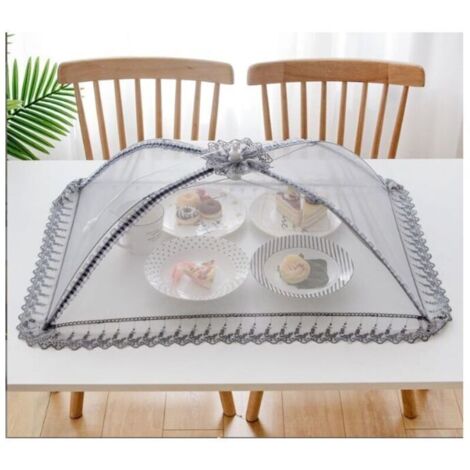 Cloche alimentaire en maille de qualité supérieure - 50 x 70 cm - Réutilisable et pliable - Pour pique-nique, extérieur - Protège les aliments contre les mouches, les insectes, les moustiques