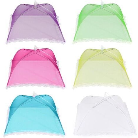 Cloche Alimentaire Pliable, 6 Pièces Anti-Mouche Couvercle de Nourriture Tente-Parapluie Anti-Insecte pour Protéger Viandes, Plats et Fruits à Pique-Nique BBQ(3232cm)