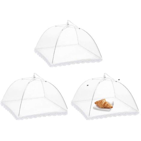 Cloche Alimentaire Pliable, Anti-Mouche Couvercle de Nourriture, 3 Pièces Cloche à Nourriture, Couverture de Gâteau Pliable,Tentes Alimentaires, pour Barbecue Pique-Nique Aliments, (3232cm)