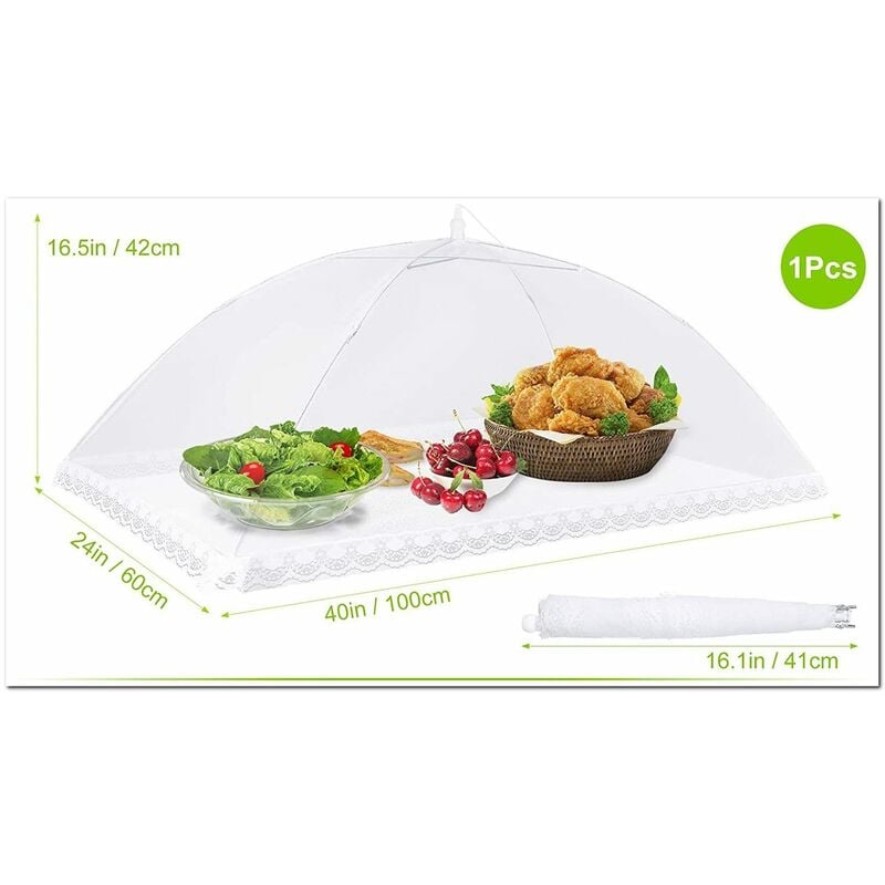 Cloche Alimentaire Pliable Anti-Mouche Couvercle de Nourriture en Maille Pliant Tente Parapluie Anti-Insectes Anti-moustiques Protection pour