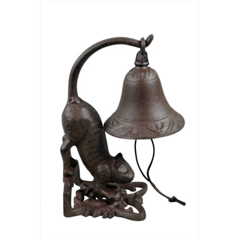 Cloche chat dos fonte - Fonte - Marron - Décoration d'Autrefois
