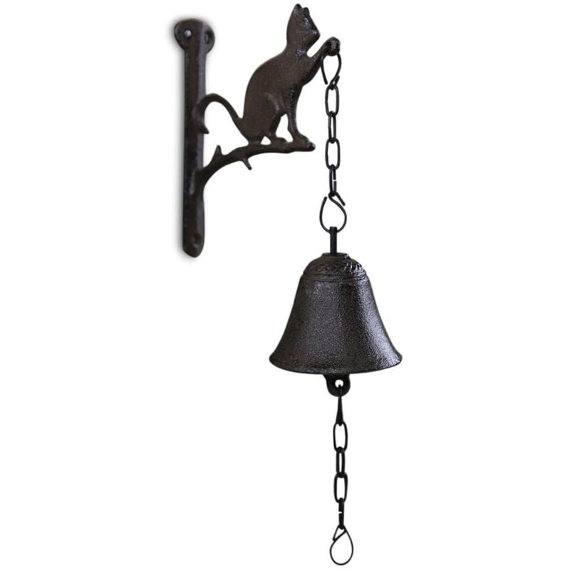 Cloche chat fonte - Fonte - Marron - Décoration d'Autrefois