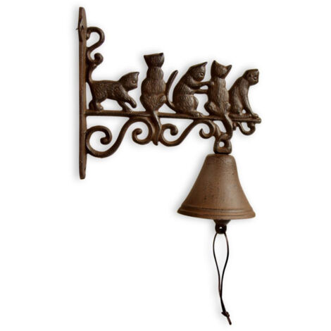 Cloche Chats Fonte Marron 20.5x9x27cm