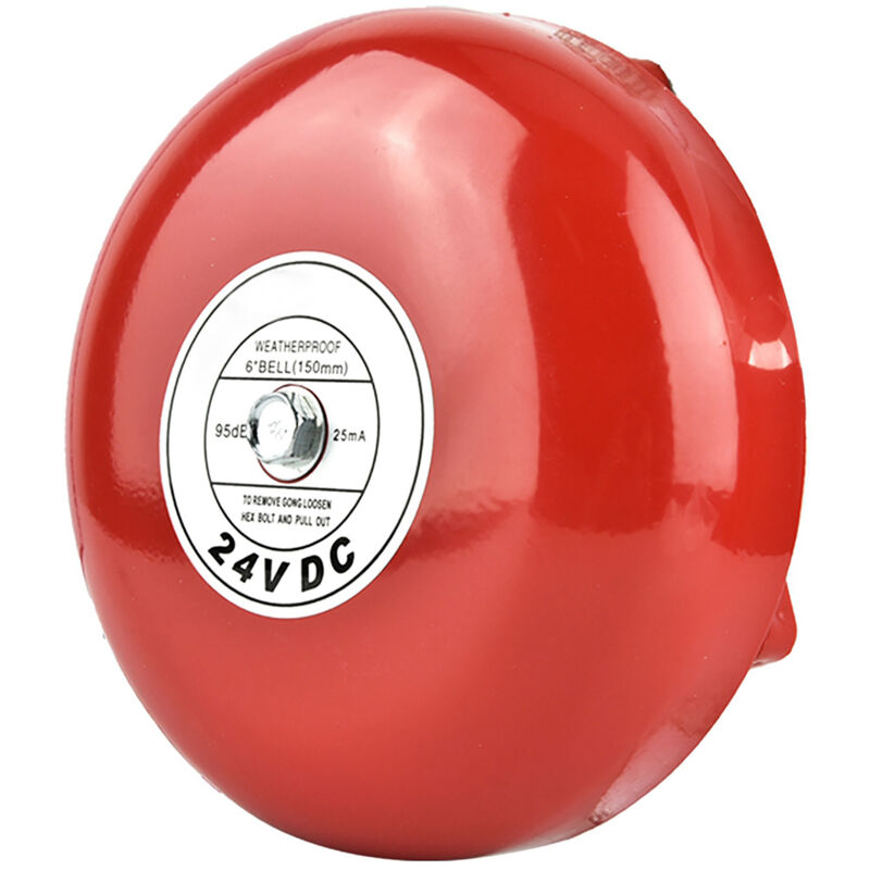 Rapanda - Cloche d'alarme ronde en métal 24V, cloche d'alarme incendie de sécurité rouge