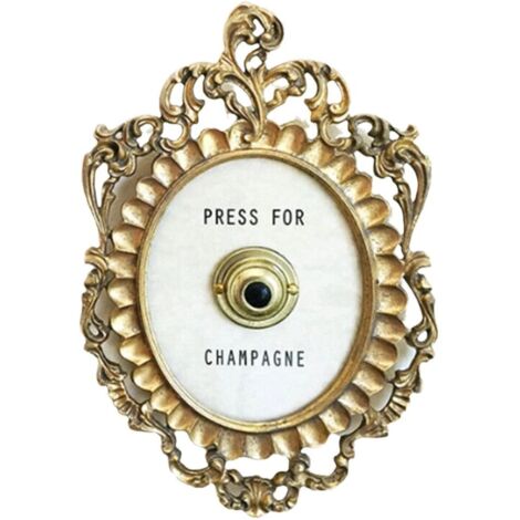 Cloche de Porte Champagne Décorative avec Bouton, Mini Sonnette Métallique Électrique pour Porte et Bureau