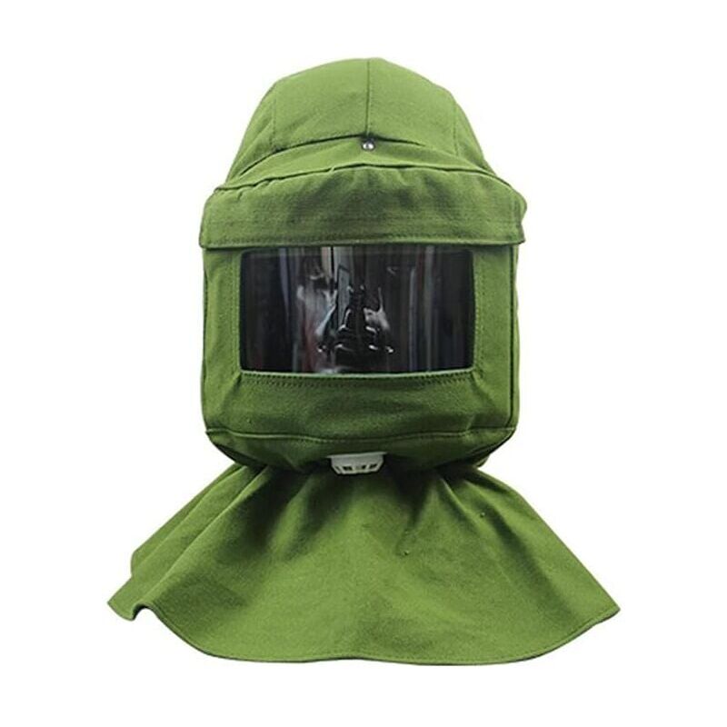 SNQ - Cloche de sablage, écharpe de sablage, masque anti-vent, anti-sablage, outils de protection contre la poussière, masque facial, toile verte +