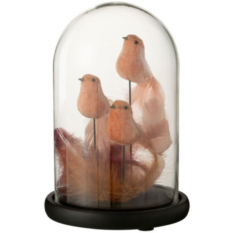 Cloche Décorative "3 Oiseaux" 26cm Bordeaux