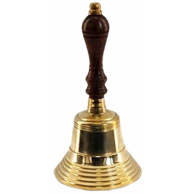 Cloche en laiton avec manche en bois 17 cm