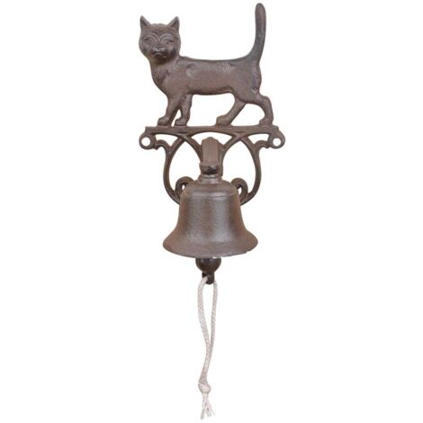 Cloche entrée chat Fonte 24 cm. Marron. Marque : Esschert Design. Réf. : DB82 - Marron
