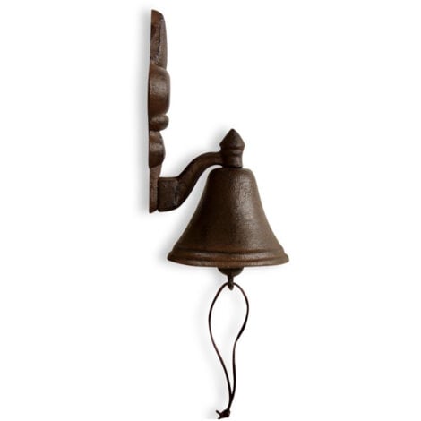 Cloche Fleur de Lys Fonte Marron 10x10.5x20.5cm