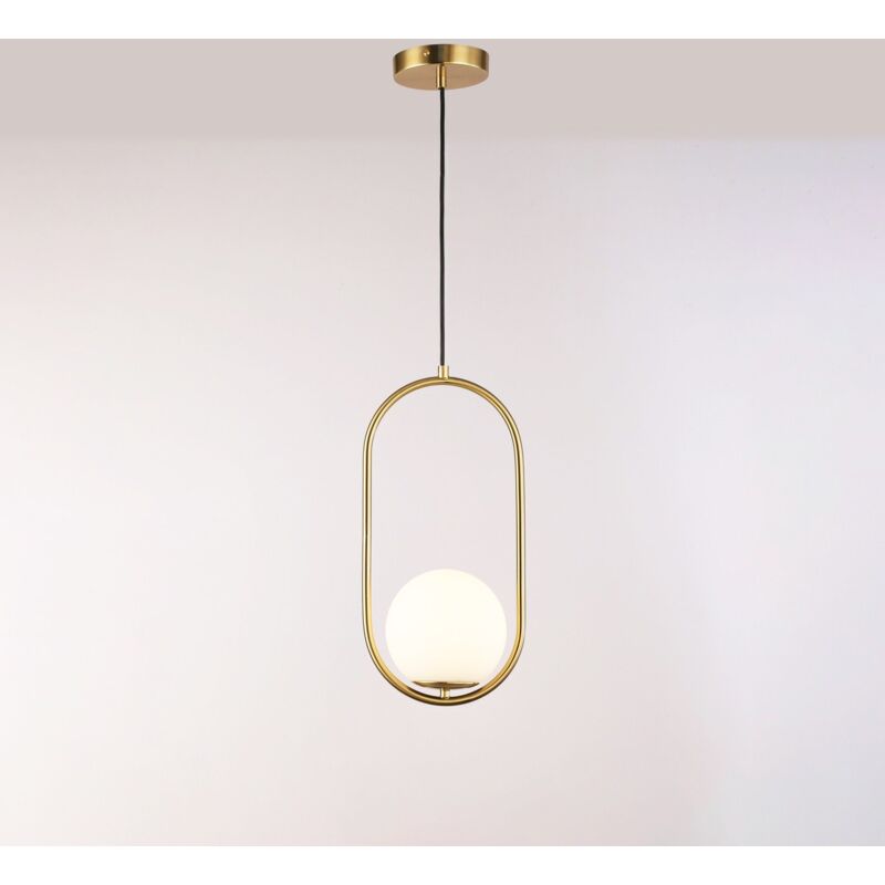 Suspension boule en verre "JOHN" - E27 - Ø 15cm - Doré Suspension boule en verre "JOHN" - E27 - Ø 15cm - Doré
