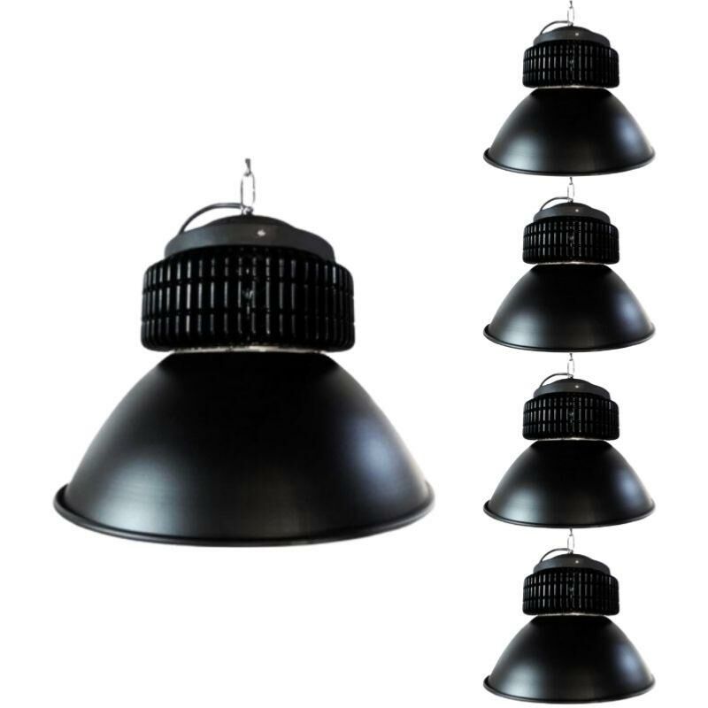 Silamp - Cloche led Industrielle 150W 120° noir (Pack de 5) - Blanc Froid 6000K - 8000K