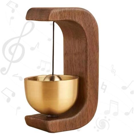Cloche magnétique pour ouverture de porte, carillon adhésif pour porche avant, mur, jardin, magasin, cadeau de pendaison de crémaillère, carillon à vent vintage en bois avec cloche en laiton