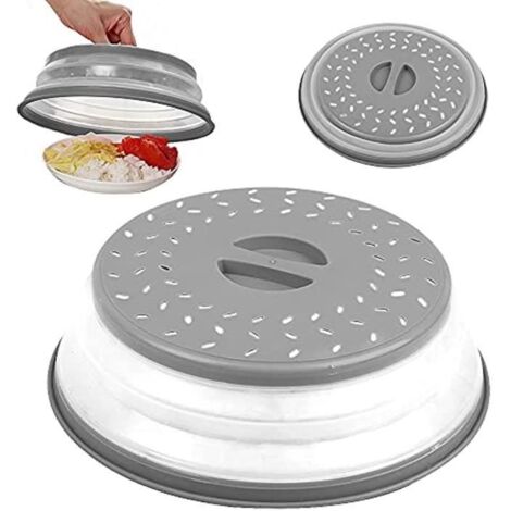 Cloche Micro Onde, Cloche Micro Onde Sans BPA, Micro Onde Cache, Anti Vapeur et Fonction Passoire (Gris)