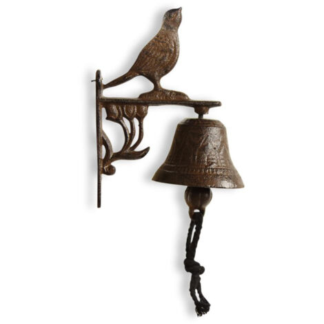 Cloche Oiseau Fonte Marron 12x7.5x17cm