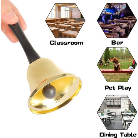 Cloche portative dorée, cloche de table, cloche portative en acier