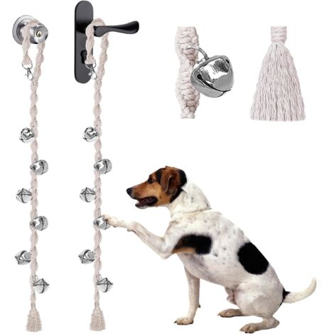 Cloche Pour Chien - Lot De 2 - Cordon Tressé Réglable - Dressage Propreté - Chiot Et Adulte - Beige