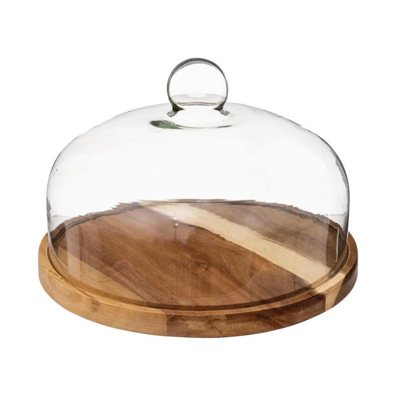 Secret De Gourmet - Cloche Protection Avec Plateau 'Acacia' 28cm Marron
