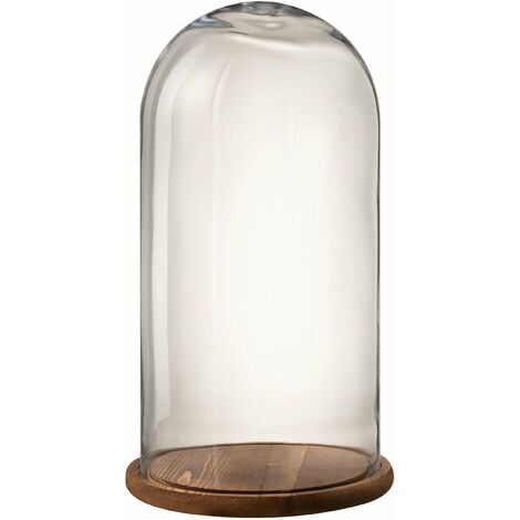 DECOSSIMA Cloche ronde bois/verre transparent/marron fonce h. 50 cm - Marron