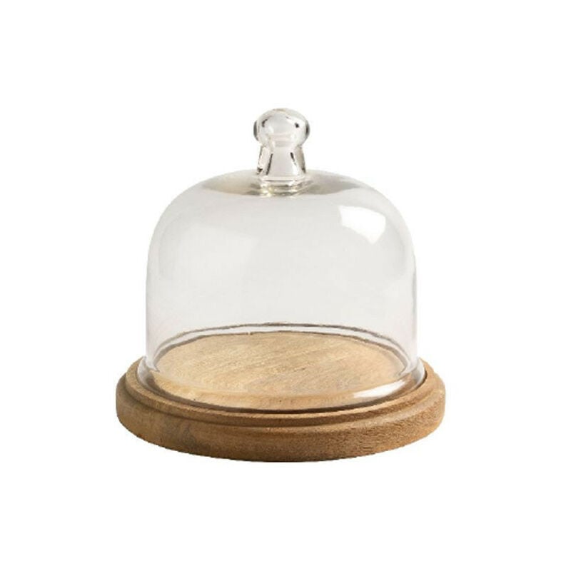 Cloche verre base bois 22x19cm
