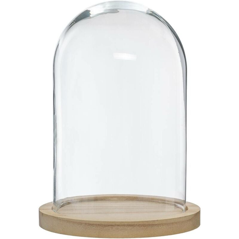Cloche verre et bois H26cm Atmosphera créateur d'intérieur