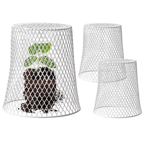 Cloches de Jardin, Chapeaux pour Plantes, Cage de Protection des Plantes avec 10 Piquets de Jardin Protège Les Plantes des Animaux 3 Pièces,Blanc