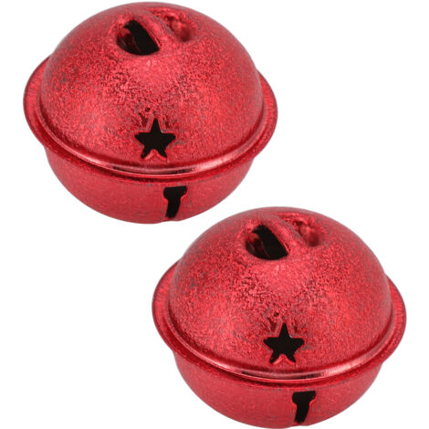 Cloches de Noël 40mm en Métal Peint, Ornements Étoiles Creuses pour Décoration de Sapin Rouge Givré DIY