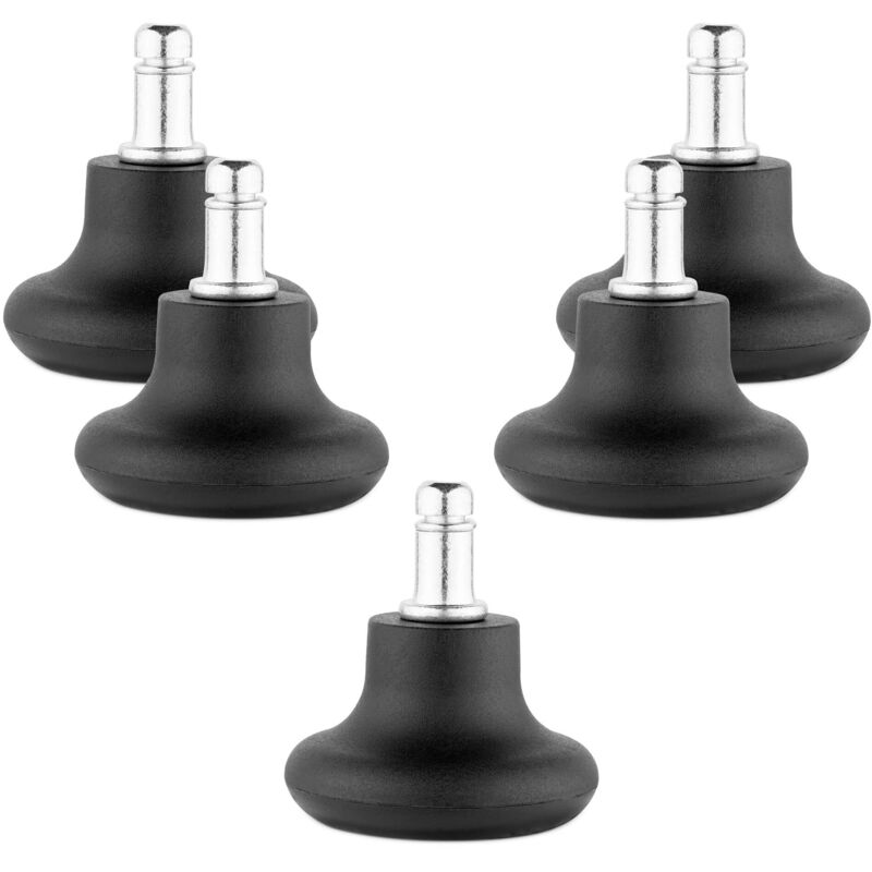 Cloches pour chaise de bureau - Lot 5 embouts remplacement roulettes de chaise 11/22 mm - Pied de siège fixe avec patins pour sol dur