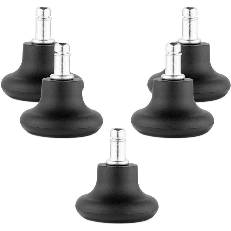 Cloches pour chaise de bureau - Lot 5 embouts remplacement roulettes de chaise 11/22 mm - Pied de siège fixe avec patins pour sol dur