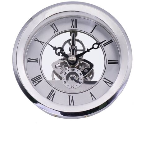 Clock Mechanism Built-In Clock Transparent Metal Gear Clock Movement Clocks Wall Home Decor Living Room Silver 103mm Diameter
