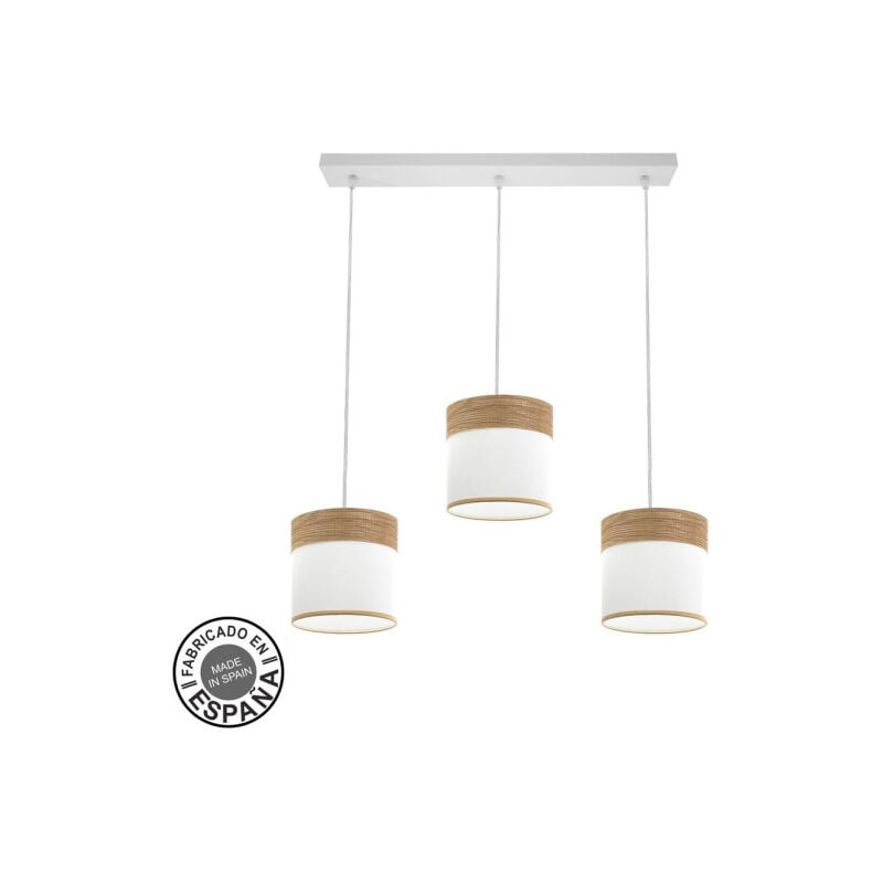 Fabrilamp - Cloe 3xe27 blanc/blanc/bois clair regx60x16 cm